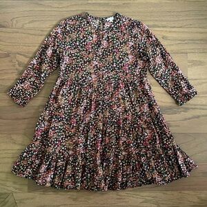 En Crème (VICI) Black Floral Tiered Ruffle Dress - Size XS